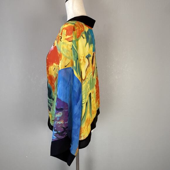 Chico's Womens Lightweight Silk Chiffon Short Kimono Jacket Size 2 L Watercolor - Picture 4 of 8